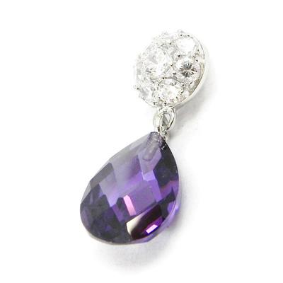 [I4018] - Silver Pendant 'Celestina' Amethyst Silver (rhodium-plated) - 10x25 Mm