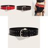 Punk Rock Leather Belt With Metal Pin Buckle For Casual Street Style