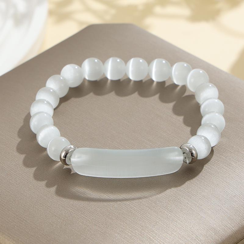 8mm Green Aventurine and Pink Crystal Handmade Bead Bracelet with Curved Tube Design