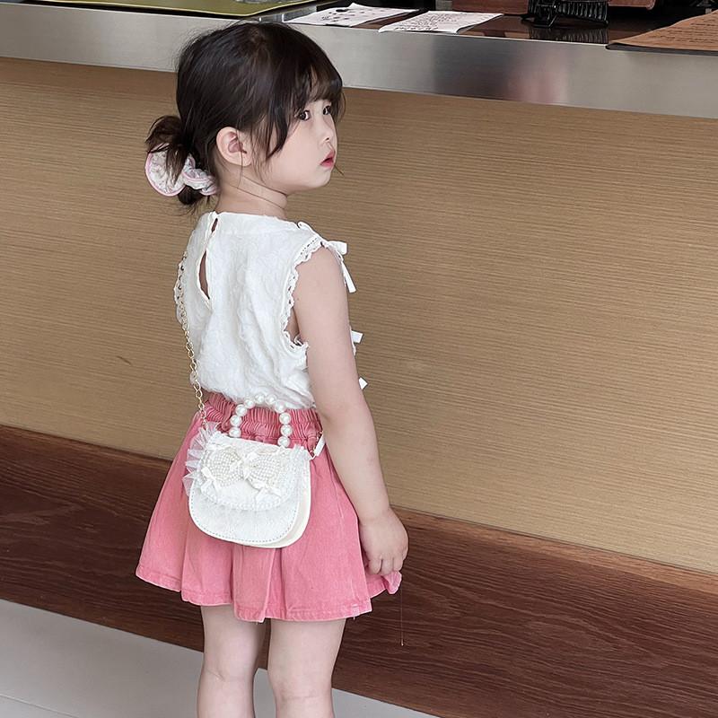 Sweet Pearl Princess Tote Bag Stylish Lace Bow Design For Kids With Breathable Material