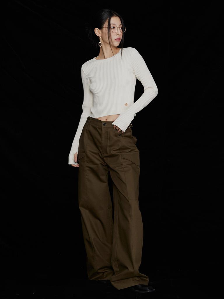 Disembeoten Cotton Wide Pocket Pants Olive