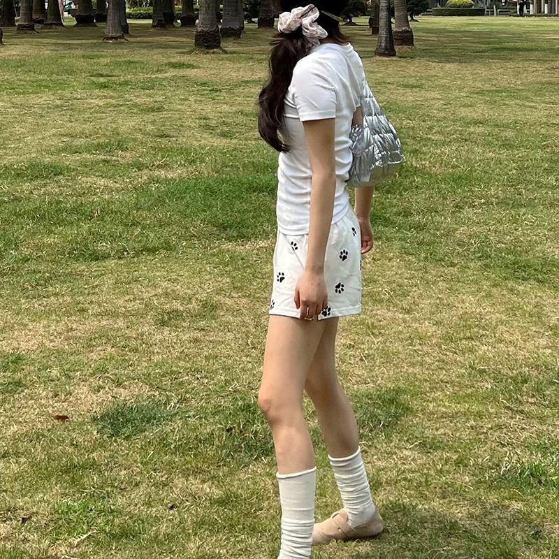 Summer Puppy Footprints Large Size Women's Age-reducing Casual Pants Sports Yoga Shorts Women