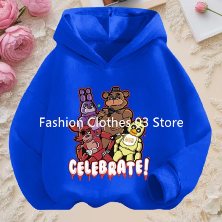 2026 Anime Five Nights Bear Hoodie 3-12 Year Kids Cosplay Unisex Hoodies Boys Sweatshirt Teen Girls Clothes Birthday Gift