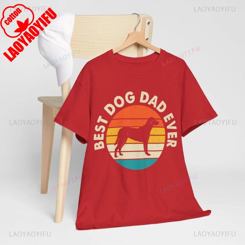 Best Dad Dog Ever Tops Tee Shirt Cartoon Patterns of Dogs Printed T Shirt Tops A Gift for Dad On Fathers Day Unisex CottonTee