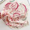27.56Inch Cashew Floral Print Silk Scarf For Women Spring/Summer French Style Square Scarf Thin Neck Scarf Hair Tie Bandana