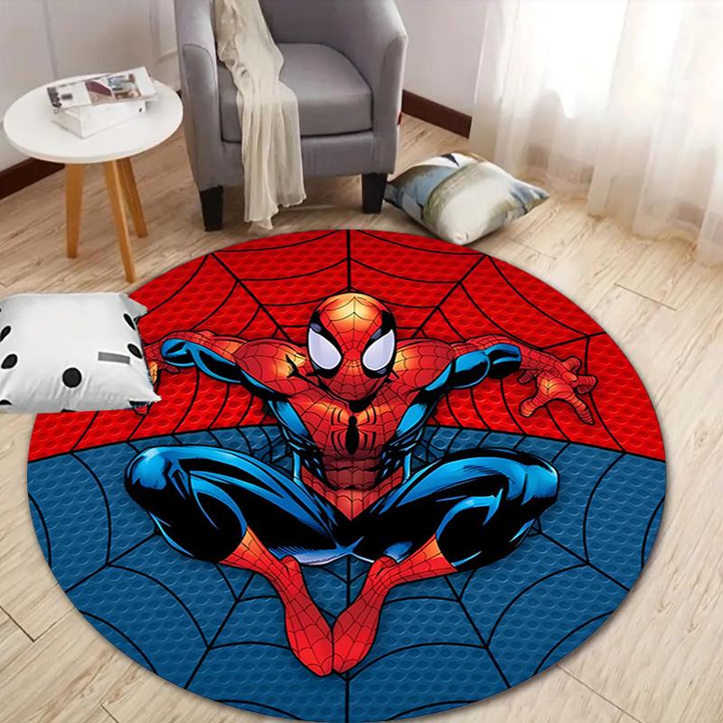 1 Adet Marvel Örümcek Adam Yuvarlak Alan Halısı Kaymaz, Makinede Yıkanabilir Polyester Halı Oturma Odası ve Yatak Odası Dekorasyonu İçin