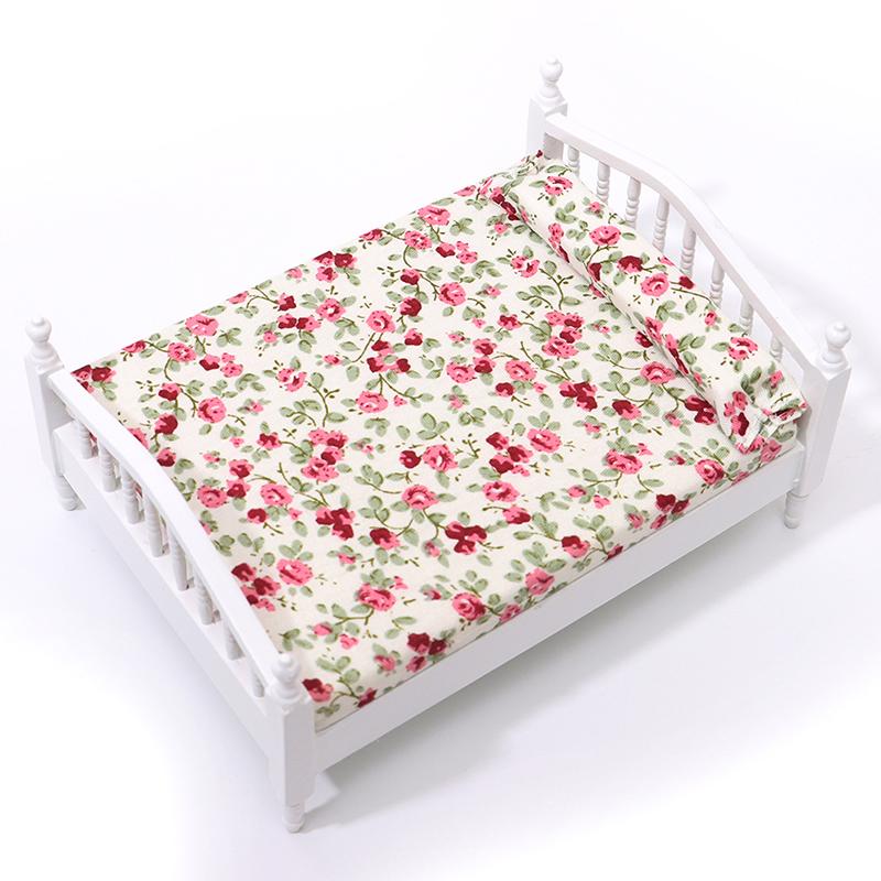 6Pcs 1:12 Dollhouse Miniature White Wooden Bedroom Furniture Set Doll House