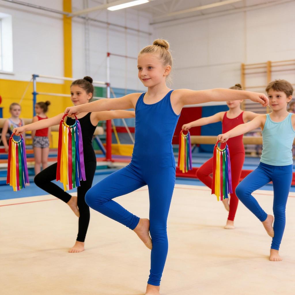 Gymnastics Ribbon Rainbow Twirling Streamers Wristband Dance Streamers for Outdoor Ballet Competition Preschool Holiday