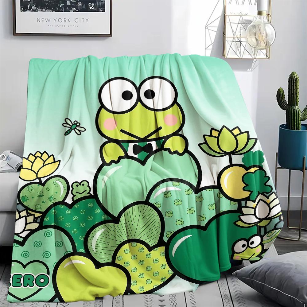 1PC Keroppi  Print Flannel Blanket, High Quality All Seasons, Home Decor, Warmth and Comfort, Perfect for Christmas Gifts