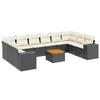 11-teiliges Gartensofa-Set mit Kissen Schwarzes Poly-Rattan