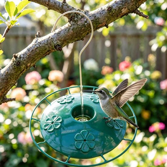 Hanging Hummingbird Feeder Garden Bird Feeder with 5 Feeding Ports Removable Lid Hummingbird Feeder for Patio Backyard