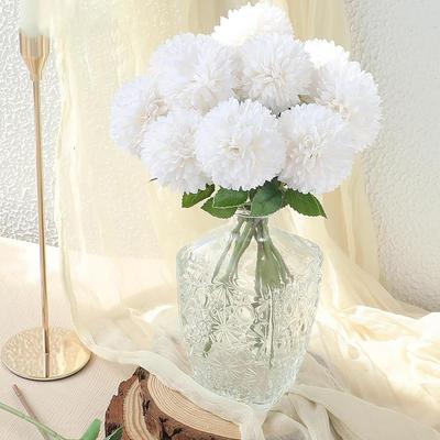5 Stück Seidenkugel-Chrysantheme Hochzeit Künstliche Blume Dekor Vase Schachtel Zuhause Zimmer Scrapbooking Blume Geschenkarrangement Zubehör