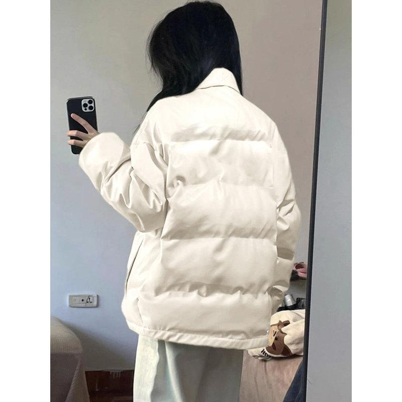 Women's Solid Stand Collar Padded Cotton Jacket Loose Zip Up Thick Thermal Coat Casual Winter Outerwear 2026