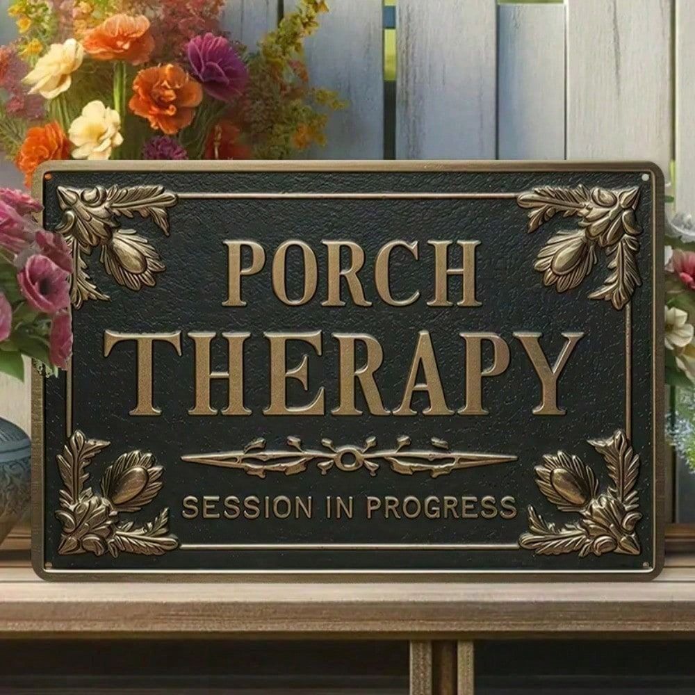 Vintage Metal Sign Therapy Session In Progress 8x12 Inch Wall Decor For Porch Home