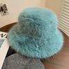New Big Fluffy Faux Fur Bucket Hats For Women Luxury Plush Fisherman'S Hat Winter Warm Fashion Colorful And Gorgeous Party Hat