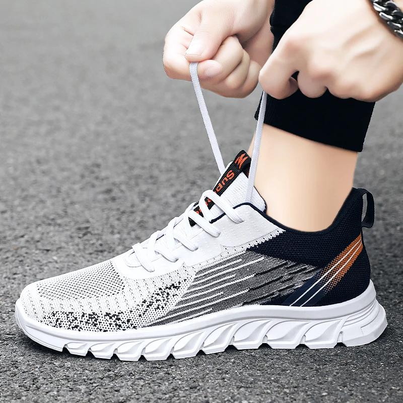 Summer New Casual Man Shoe Mesh Sneakers Thick Soled Breathable Non-slip Running Shoes Men's Shoes Flat low
