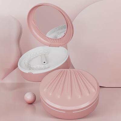 Kieferorthopädischer Retainer Doppelschicht Zahnspangen Aufbewahrungsbox Einweichen Unsichtbare Zähne Prothese Reinigung Tragbarer Gürtel mit Spiegel