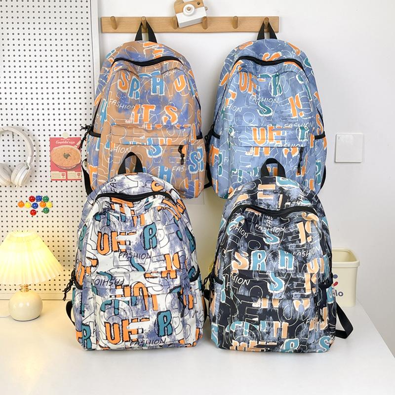 Women Large Capacity Backpack Men's Graffiti Print Backpack Student Schoolbag