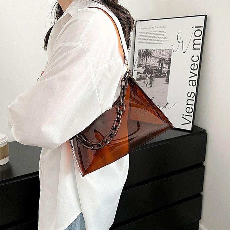 Летняя новая мода свежая желейная сумка однотонная прозрачная женская — фото 5