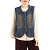 Spring Plus Size Embroidered Denim Vest - Casual, Loose, and Versatile Fashion