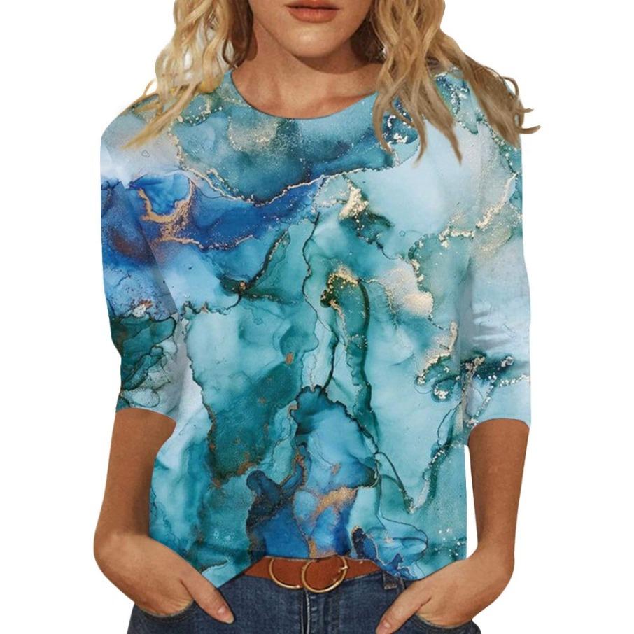 Graffiti Design 3D Digital Printing Women's Casual Fashion Round Neck Long Sleeve T-shirt