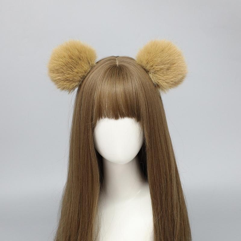 Simulation Bear Ear Hair Clip for Cosplay Party Furry Faux Furs Ear Hair Clip Halloween Party RolePlay Maid Barrettes