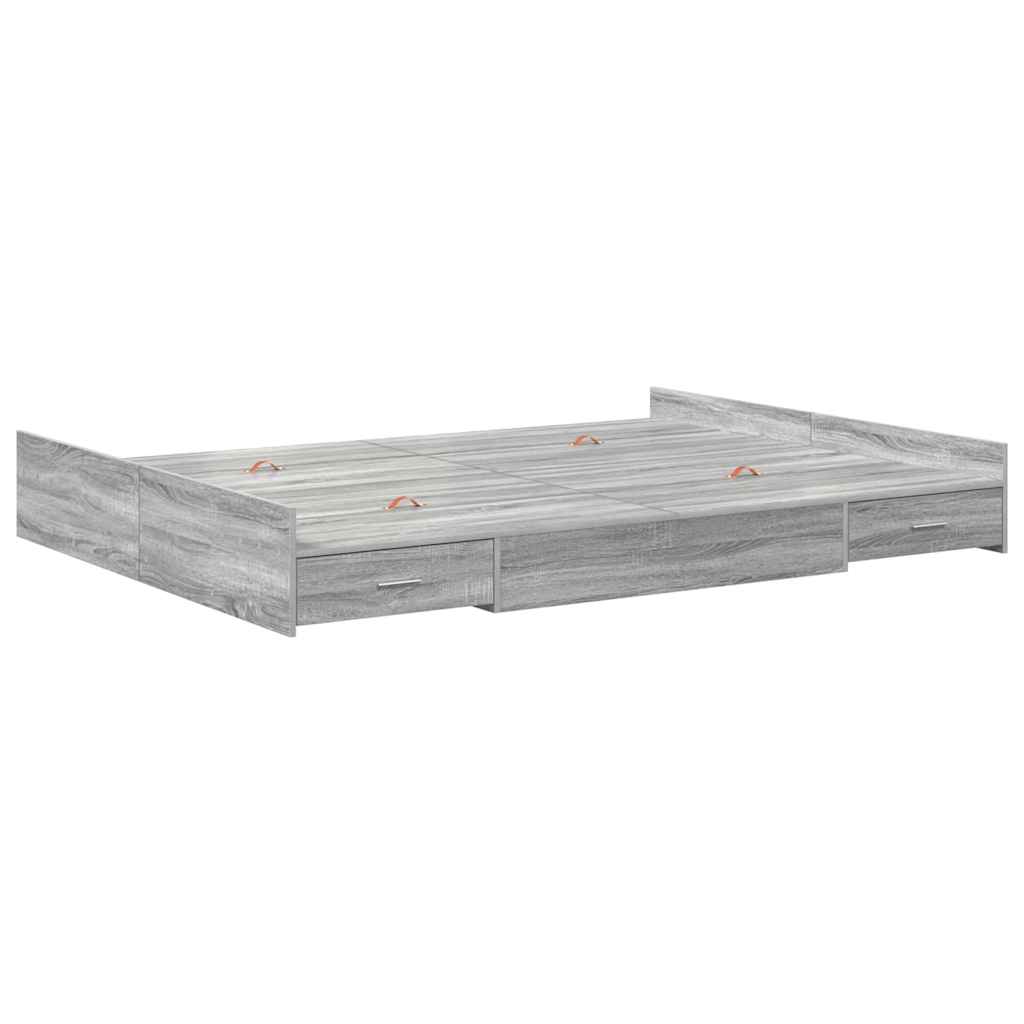 Storage Bed Frame Grey Sonoma 135 x 190 cm