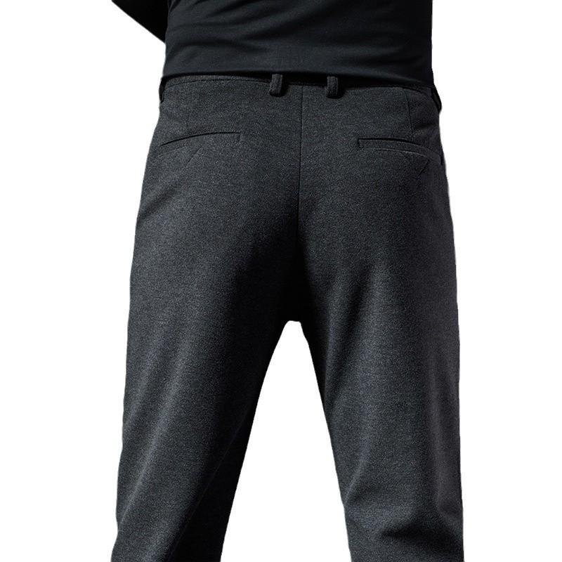 2024 Autumn/Winter Thick/Regular Woolen Pants Men'S Straight Tube Brushed Casual Pants Light Business Elastic Non Stick Gray Trousers