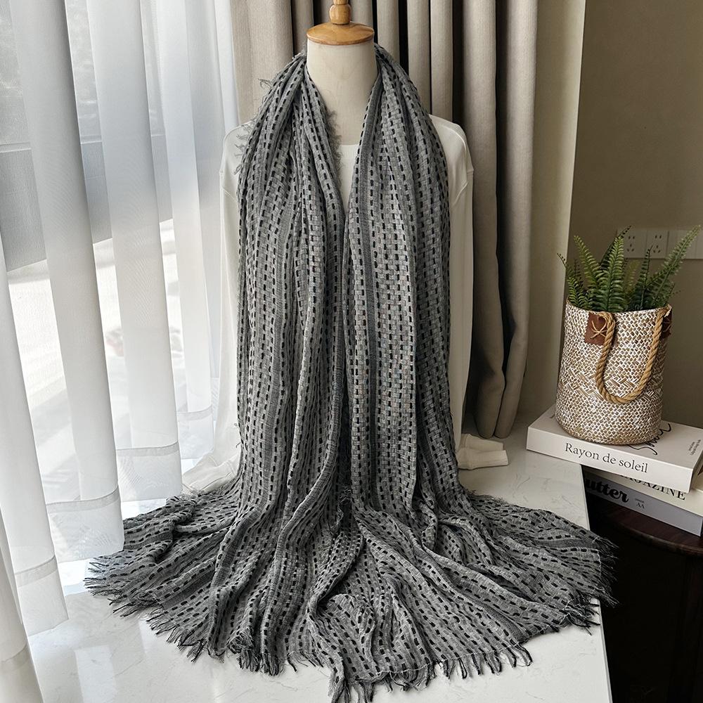 Plaid Acrylic Scarf Autumn and Winter Warm Men's Artistic Small Tassel Large Shawl Girls Sunshade Long Scarf
