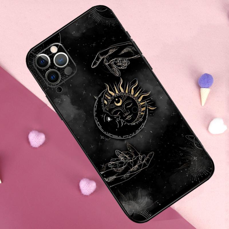 Crescent Moon Sun Phone Case For iPhone 17 Pro Max 11 14 15 16 Pro Max Plus 12 13 Mini 16e 17 Air Back Cover