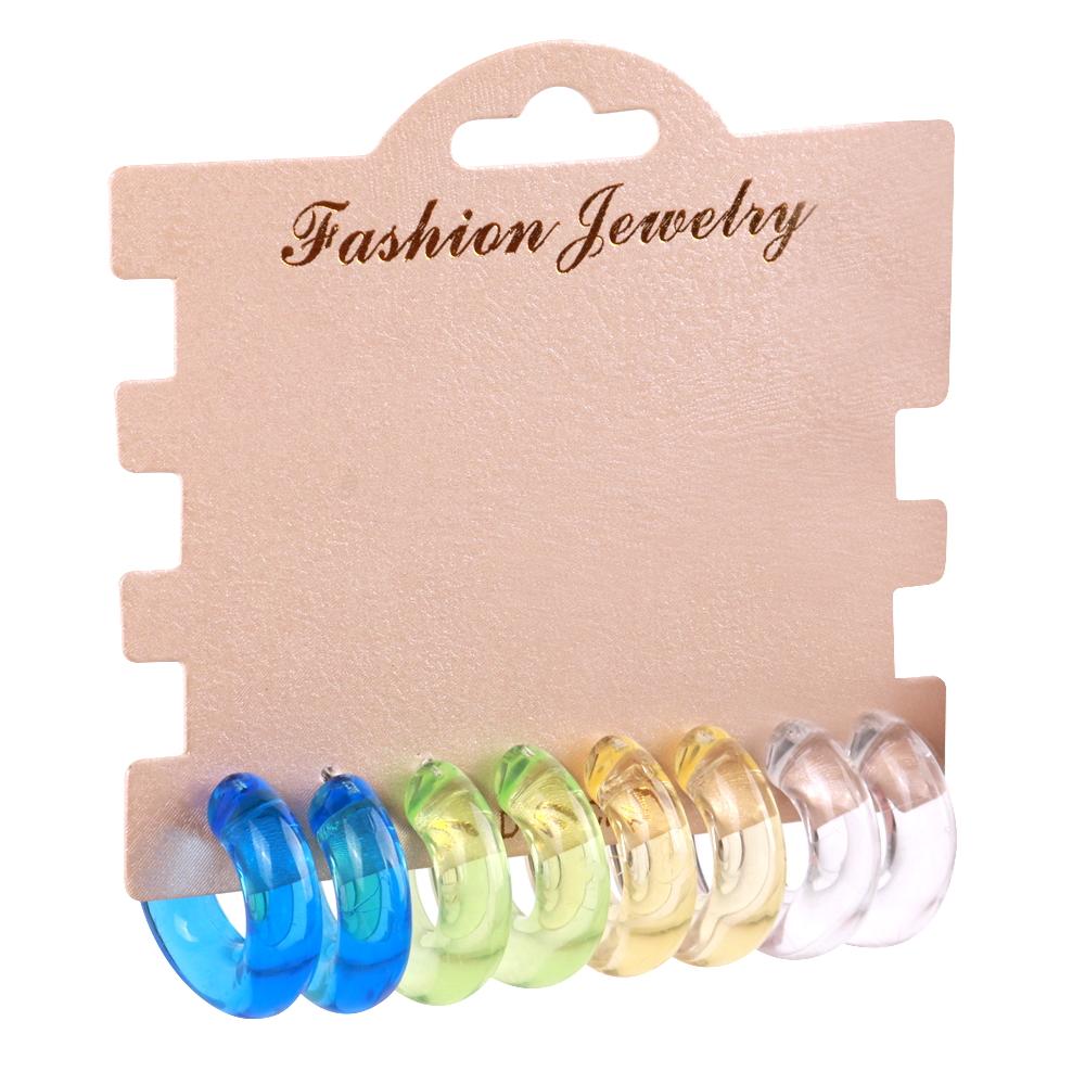 New Boho 4 pair/set Multicolor Acrylic Small Hoop Earrings Original Resin Geometric C Shape Drop Earring Jewelry Sets for Women