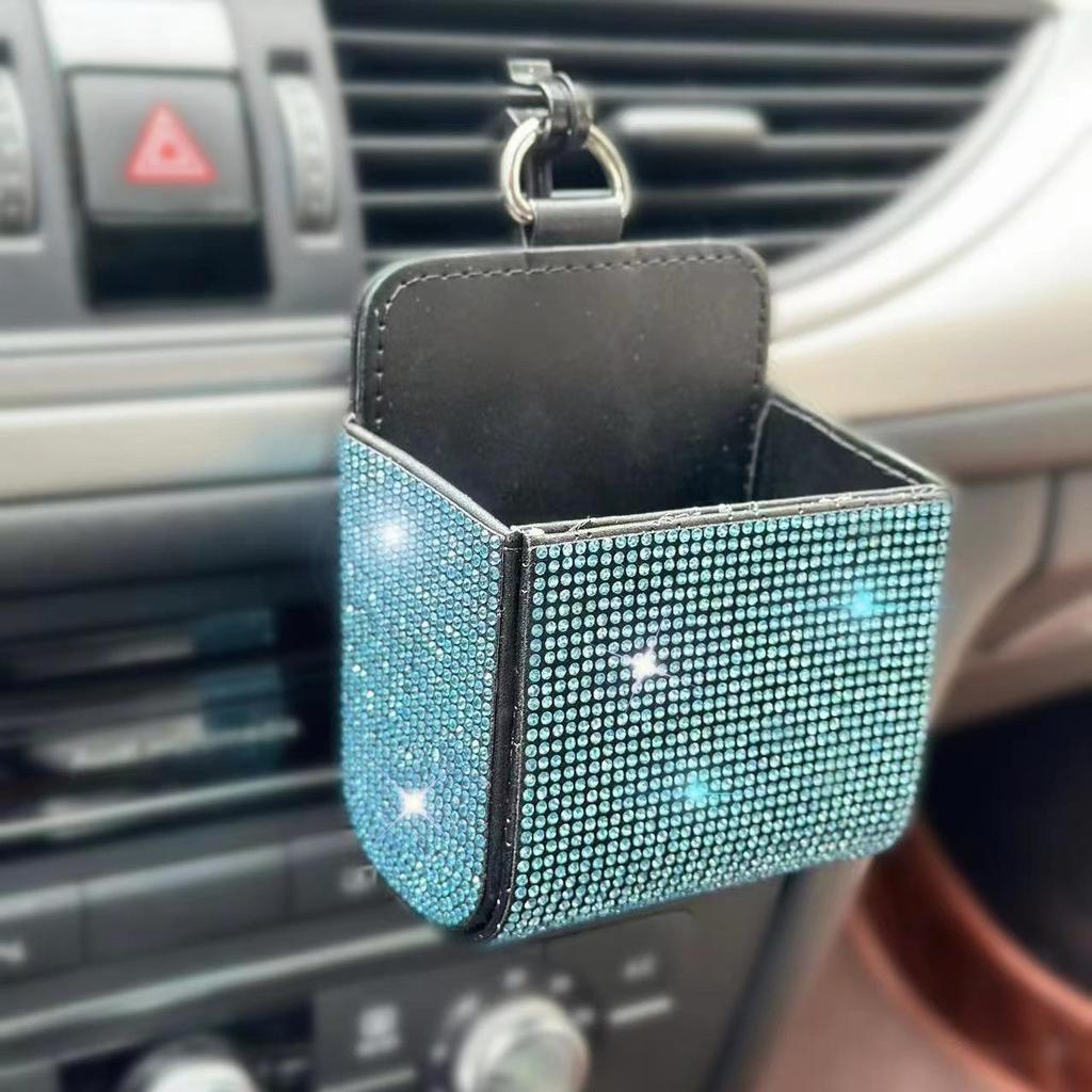 Rhinestone Leather Car Document & Air Vent Organizer