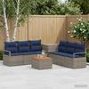 Sofa Set 8 Pieces Gray and Navy Blue Poly Rattan and Steel