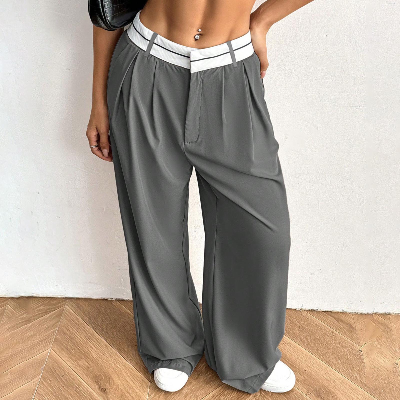 

Women s Suit Pants Pleated Wide Leg Casual Trousers L