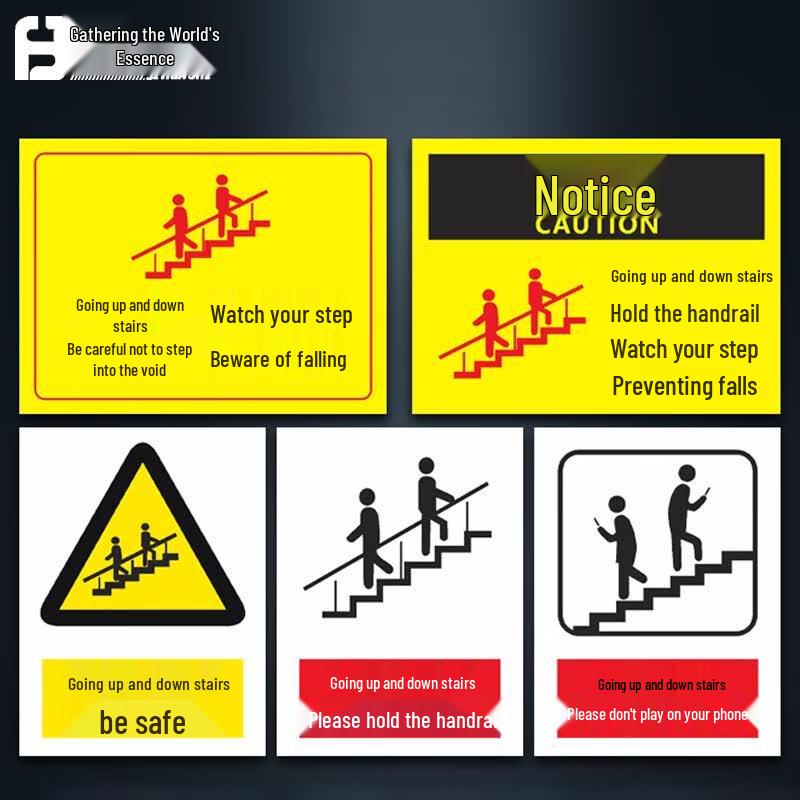 Hold Handrail Stair Safety Sign