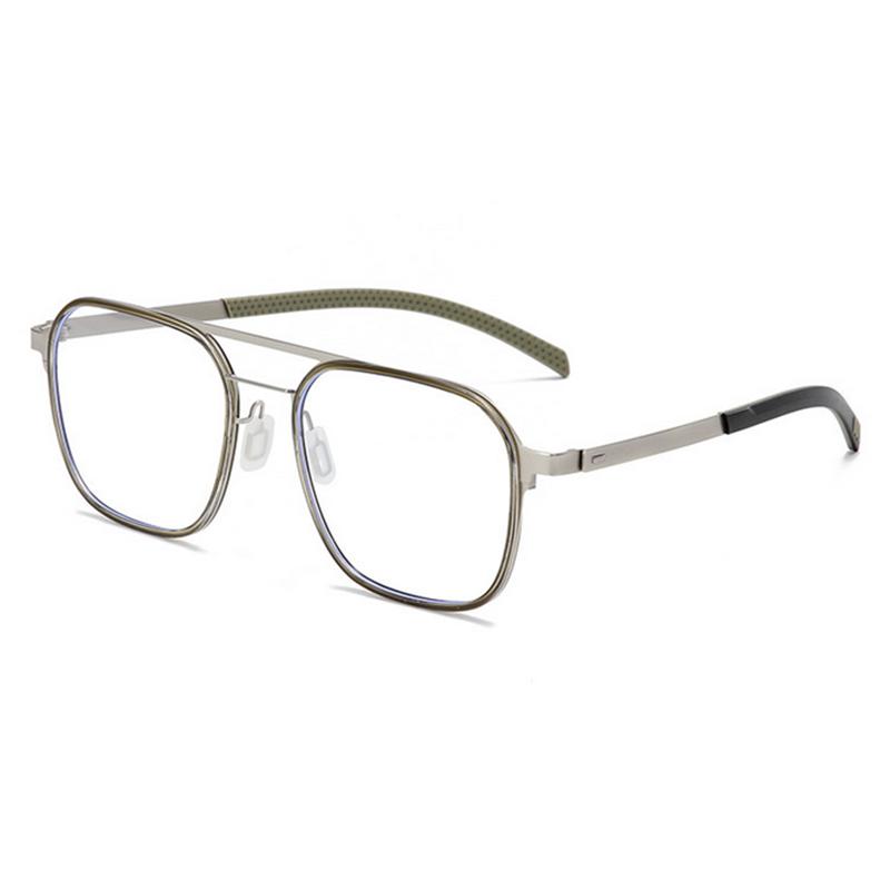 

Business Fashion Large Frame Glasses Metal Frame Prescription Eyeglasses Ultra Elastic Memory Lightweight Trendy Unisex myopia -3.75