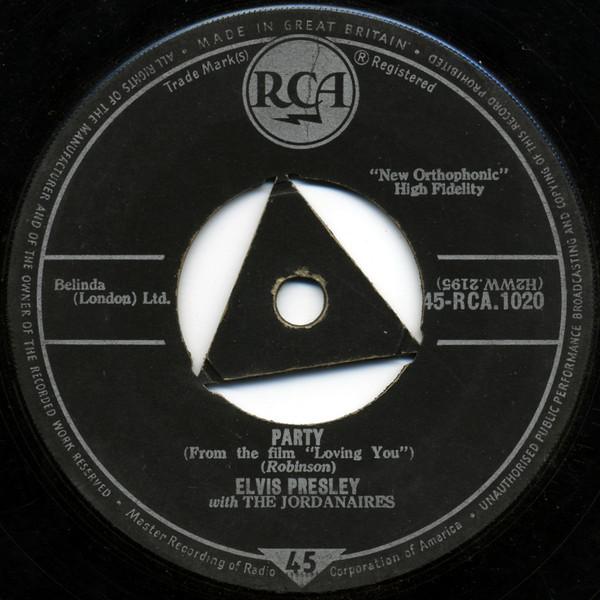 

7inch Record ELVIS PRESLEY, THE JORDANAIRES - Party 45RCA1020 RCA 1957 UK Rock Used