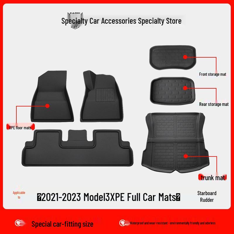 Eco-Friendly Waterproof XPE Car Floor Mats & Odorless Trunk Mat for Tesla Model 3/Y (L/R Drive)
