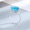 Women's Jewelry Silver Rings Blue Zircon Oval Wedding Ring For Women Girls Party