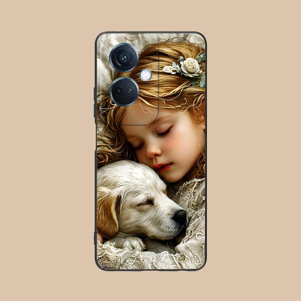 Girl Dog Puppy Matte TPU Mobile Phone Case for OPPO Reno 14 13 12 11 10 9 8 7 6 5 F T Pro 5G Colorful Printing Cover