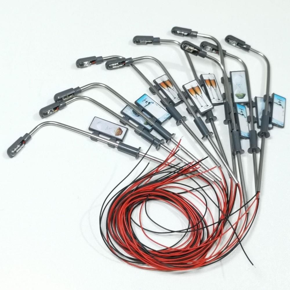 5pcs 1:100/150/200 Miniature Street Lamp Model Stainless Steel Model Making Led Light