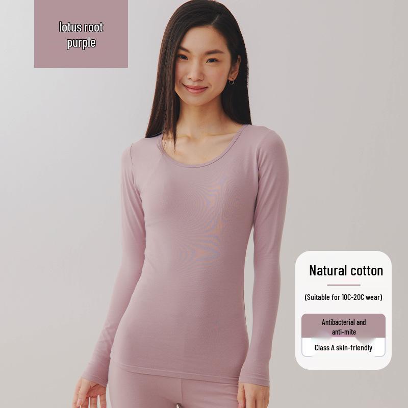 

Женское теплое нижнее белье из чистого хлопка с круглым вырезом для осени/зимы XL