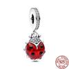 Röd nyckelpiga hummer & glöd-i-mörkret Firefly Dangle Charm 925 Sterling Silver Smycken Pärlor Passar Original Fasion Armband