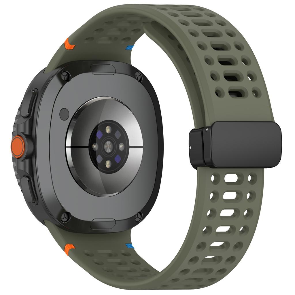 Silicone Watch Band for Samsung Galaxy Watch8 44mm/40mm/Watch8 Classic 46mm Hollow Breathable Magnetic Buckle Strap