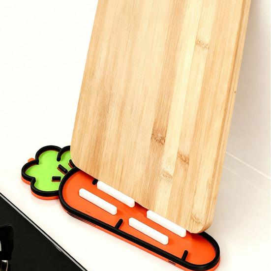 Silicone Pot Lid Storage Mat Carrot Design Anti-Slip Heat Resistant Food-Grade Countertop Drain Mat Kitchen Accessory
