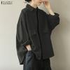 ZANZEA Chemise Classique à Manches Longues et Col Revers Décontractée pour Femme