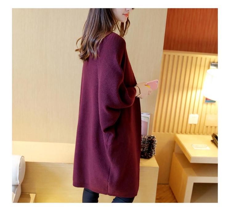 Women's Mid-Length Batwing Sleeve Knit Cardigan Shawl - Loose Fit, Plus Size, Korean Style for Autumn/Winter 2023