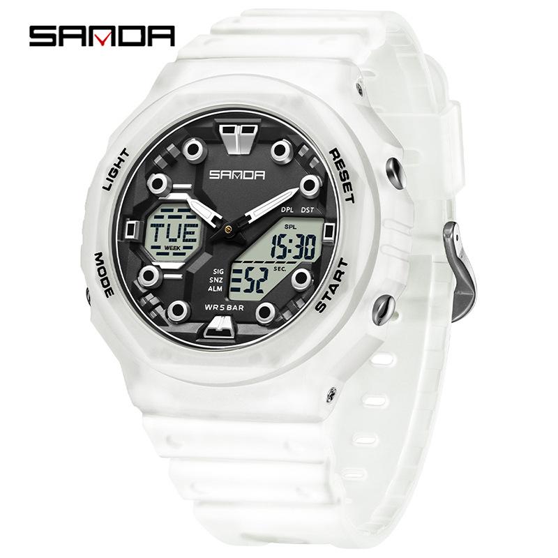 Sanda Dual Display Koreanischer Stil Wasserdicht Multifunktionale Studentenuhr