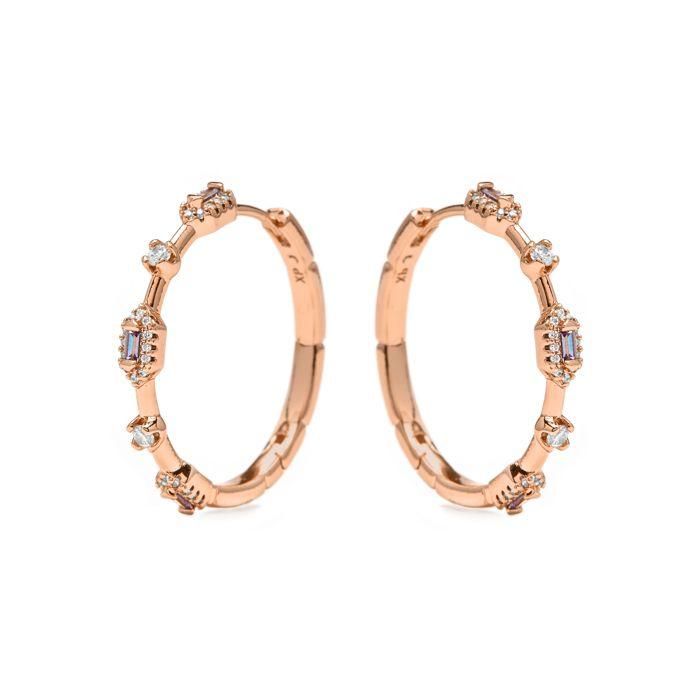 Boucles d'oreilles - LUXENTER - Nemako - Zircone - Finition or jaune 18k - Alliage métallique