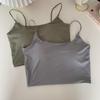 Chest Pad Tank Top Ice Silk Halter Crop Tops Women Summer Camis Backless Camisole Fashion Tube Lady Sleeveless Cropped Vest